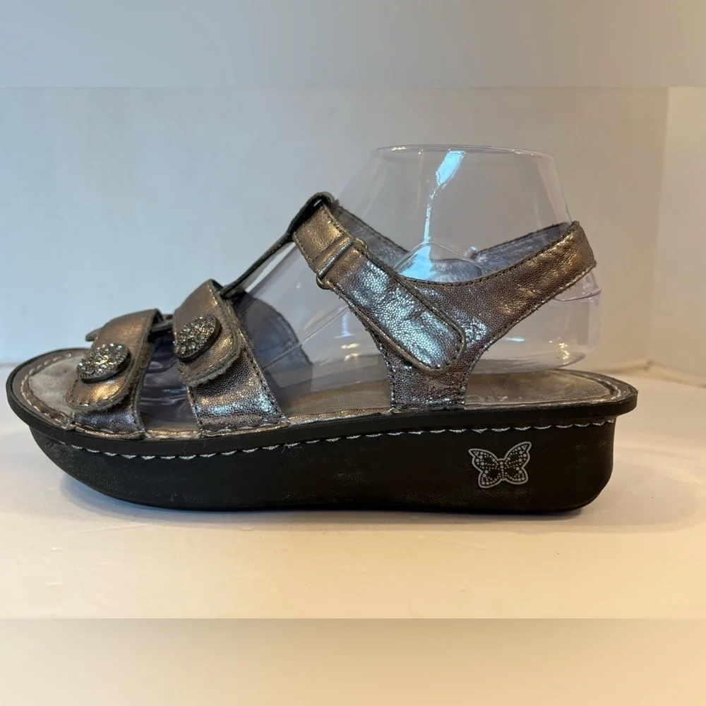 Alegria Kleo silver gladiator-style sandal size 38/7.5